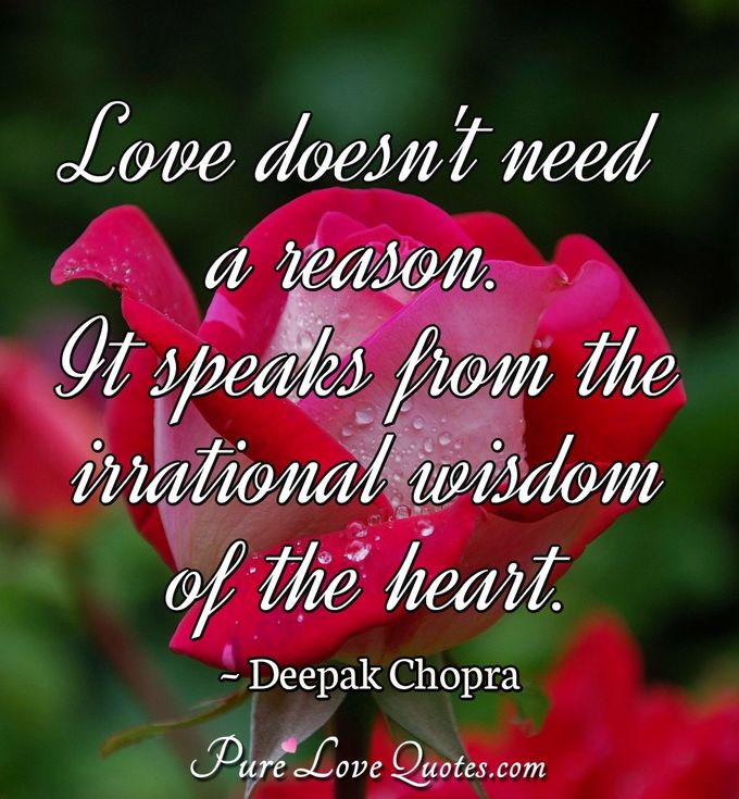 Love doesn't need a reason. It speaks from the irrational wisdom of the heart. - Deepak Chopra