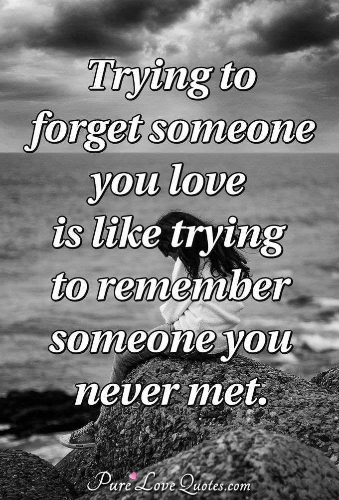 Trying to forget someone you love is like trying to remember someone you never met. - Anonymous