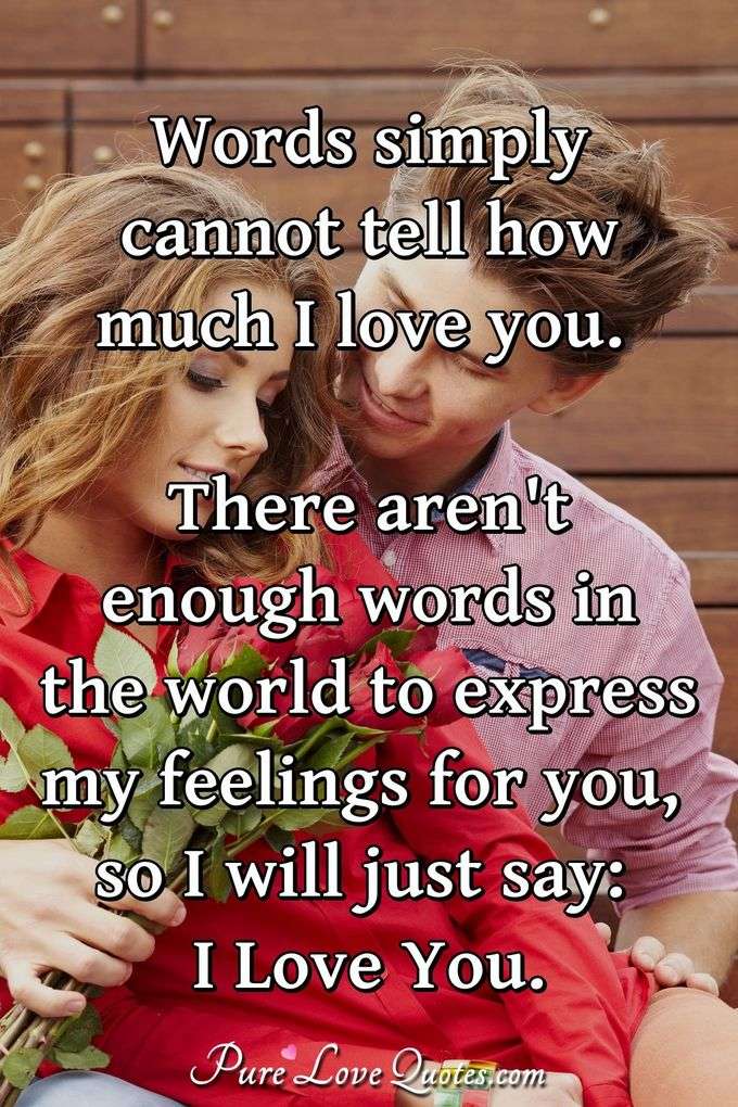 Words simply cannot tell how much I love you. There aren't enough words in the world to express my feelings for you, so I will just say: I Love You. - Anonymous