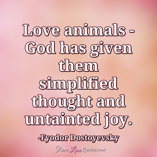Love animals - God has given them simplified thought and untainted joy.