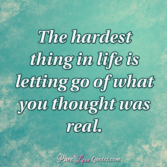the hardest thing in life is letting go of what you thought was