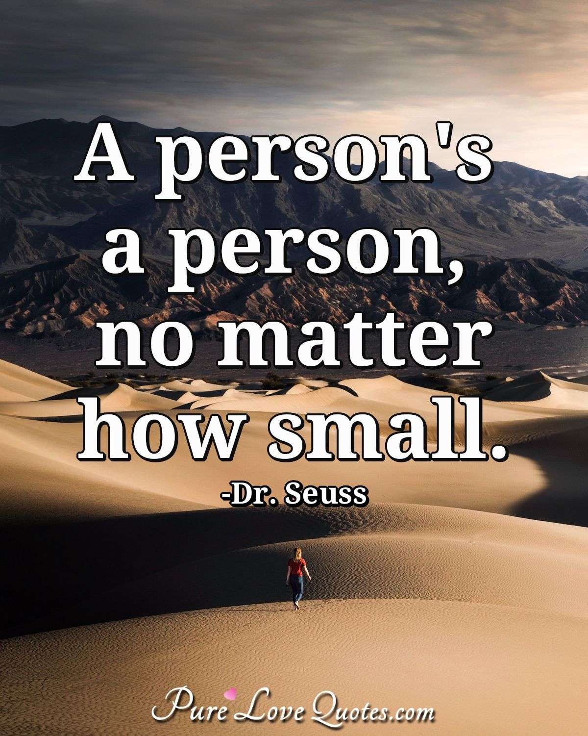 A person's a person, no matter how small. - Theodore Geisel (Dr. Seuss)