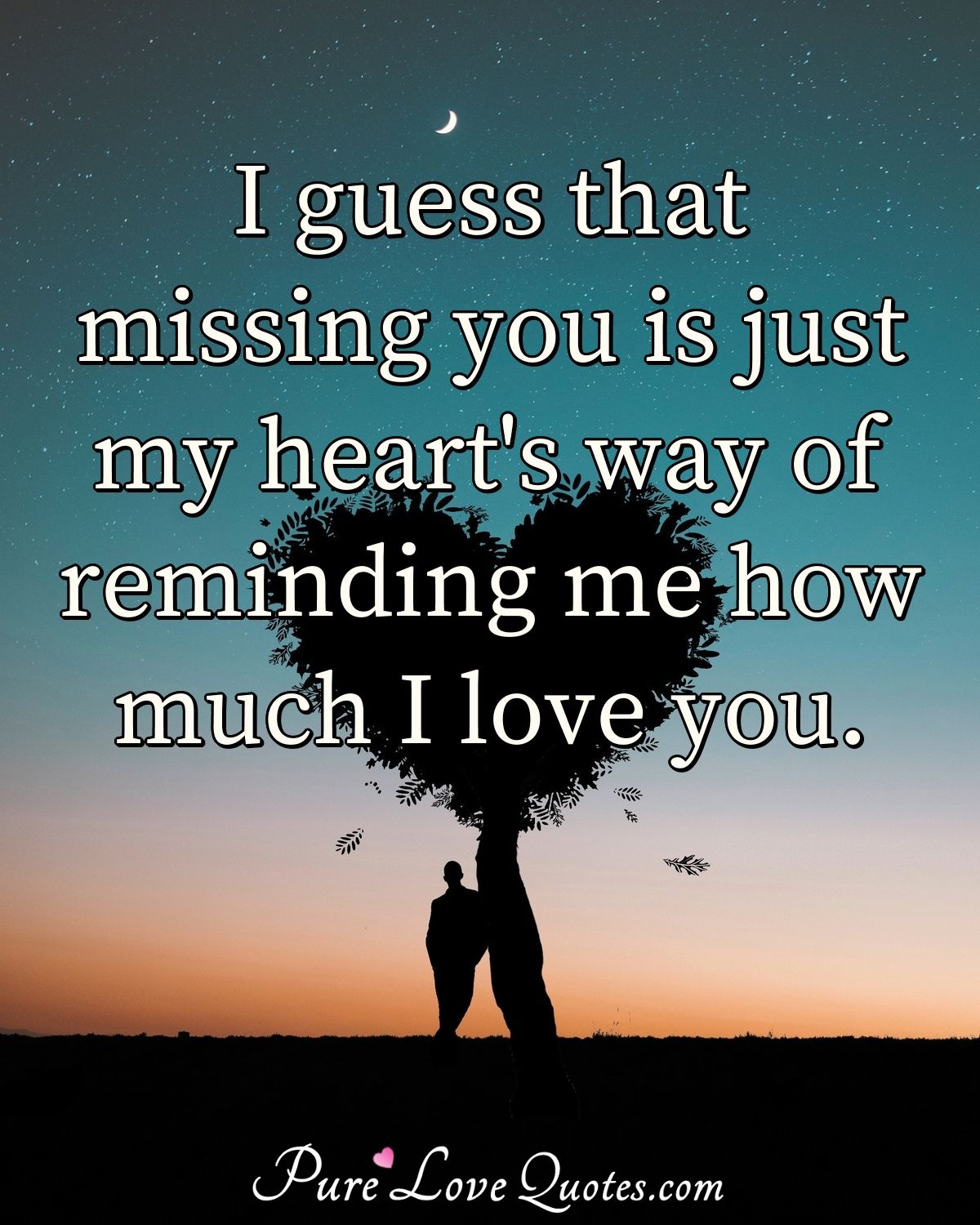 I guess that missing you is just my heart's way of reminding me ...