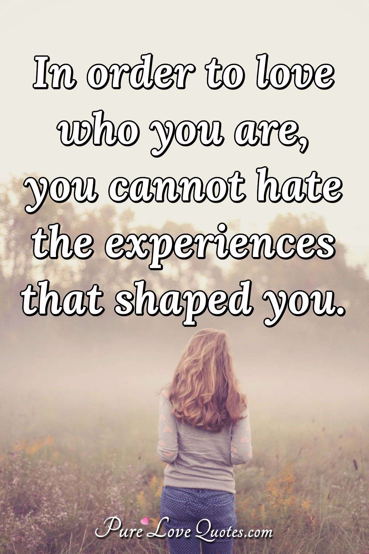 In order to love who you are, you cannot hate the experiences that shaped you. - Anonymous