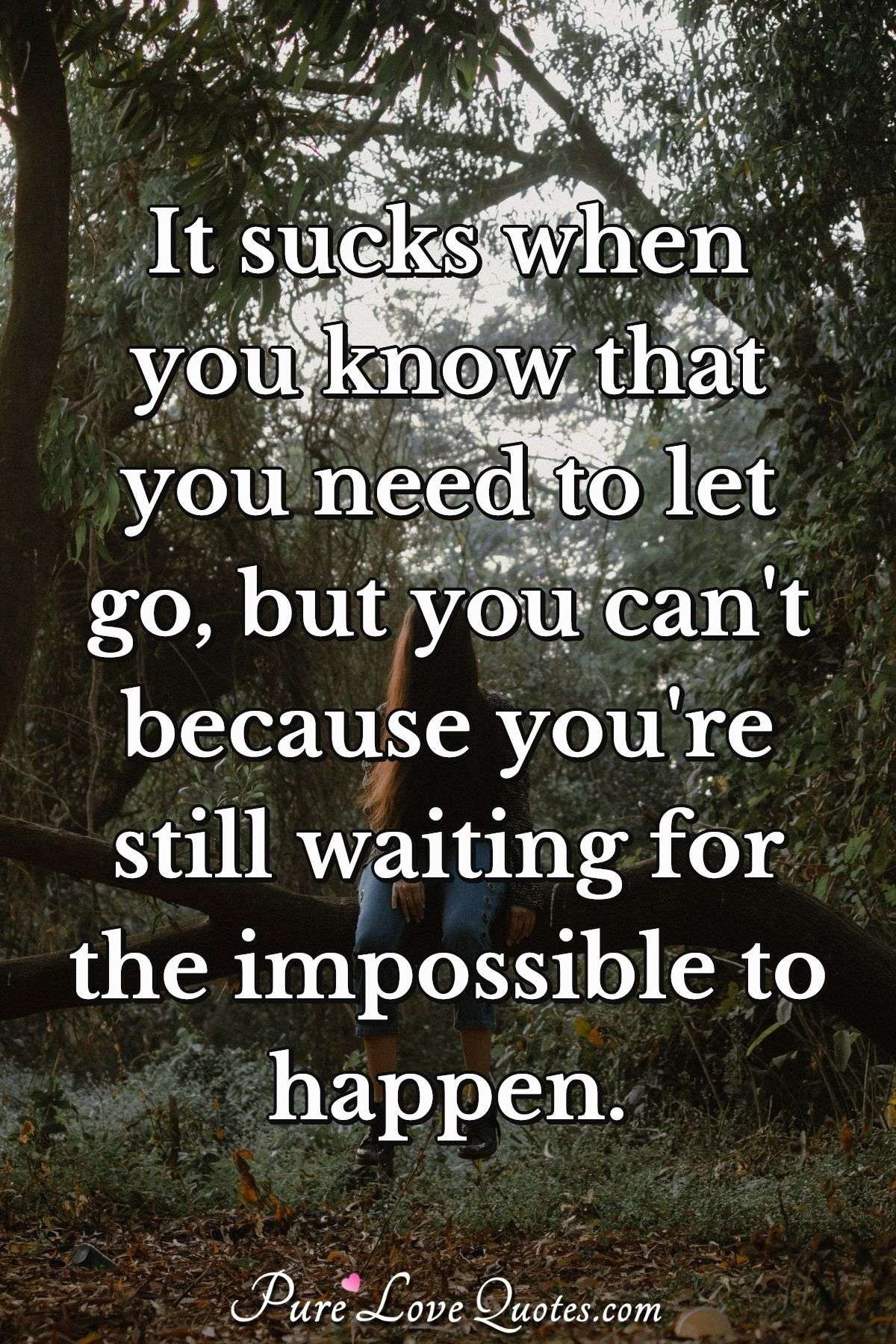 It sucks when you know that you need to let go, but you can't because you're still waiting for the impossible to happen. - Anonymous