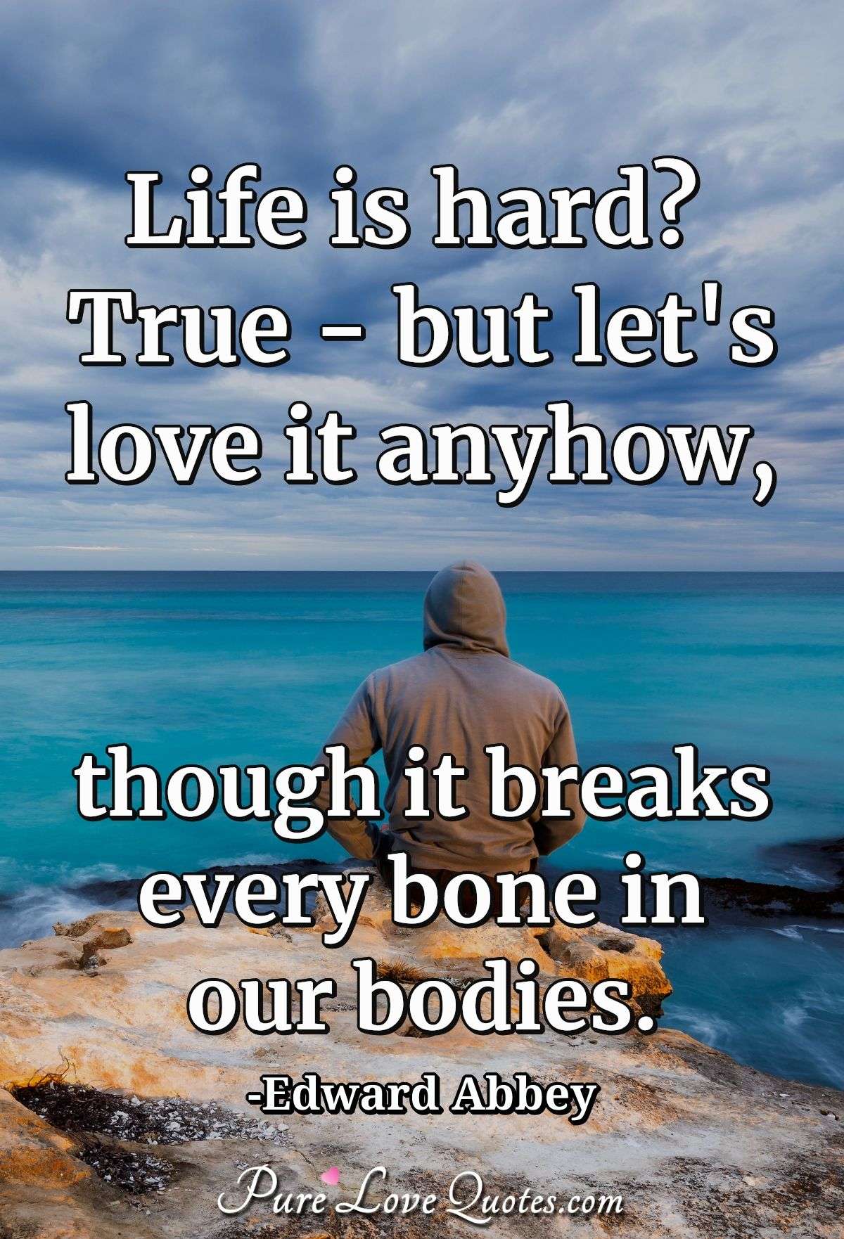 Life is hard? True - but let's love it anyhow, though it breaks every bone in our bodies. - Edward Abbey