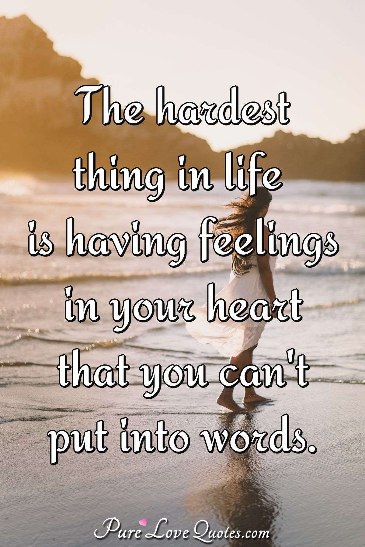 The hardest thing in life is having feelings in your heart that you can