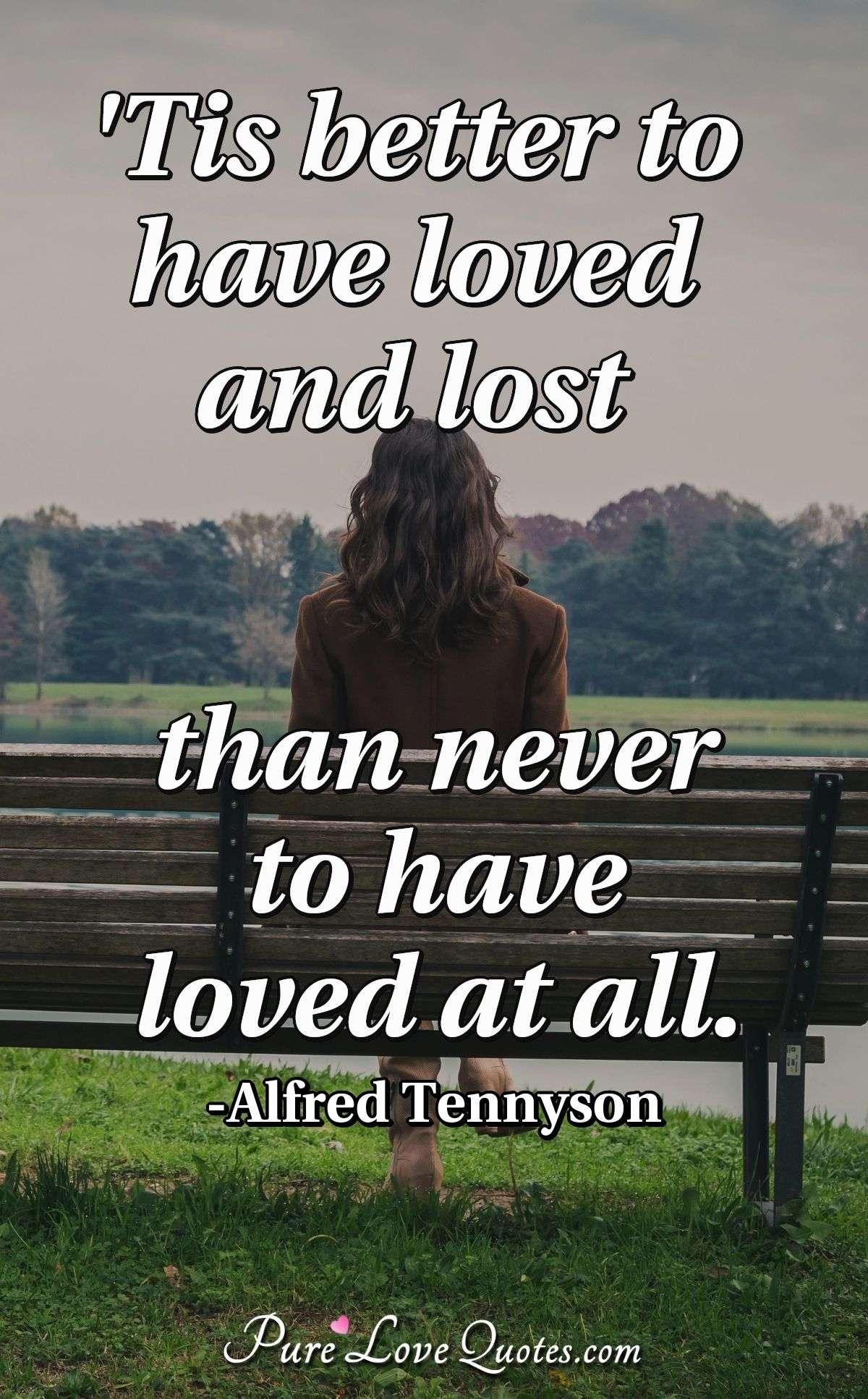 'Tis better to have loved and lost than never to have loved at all. - Alfred Tennyson