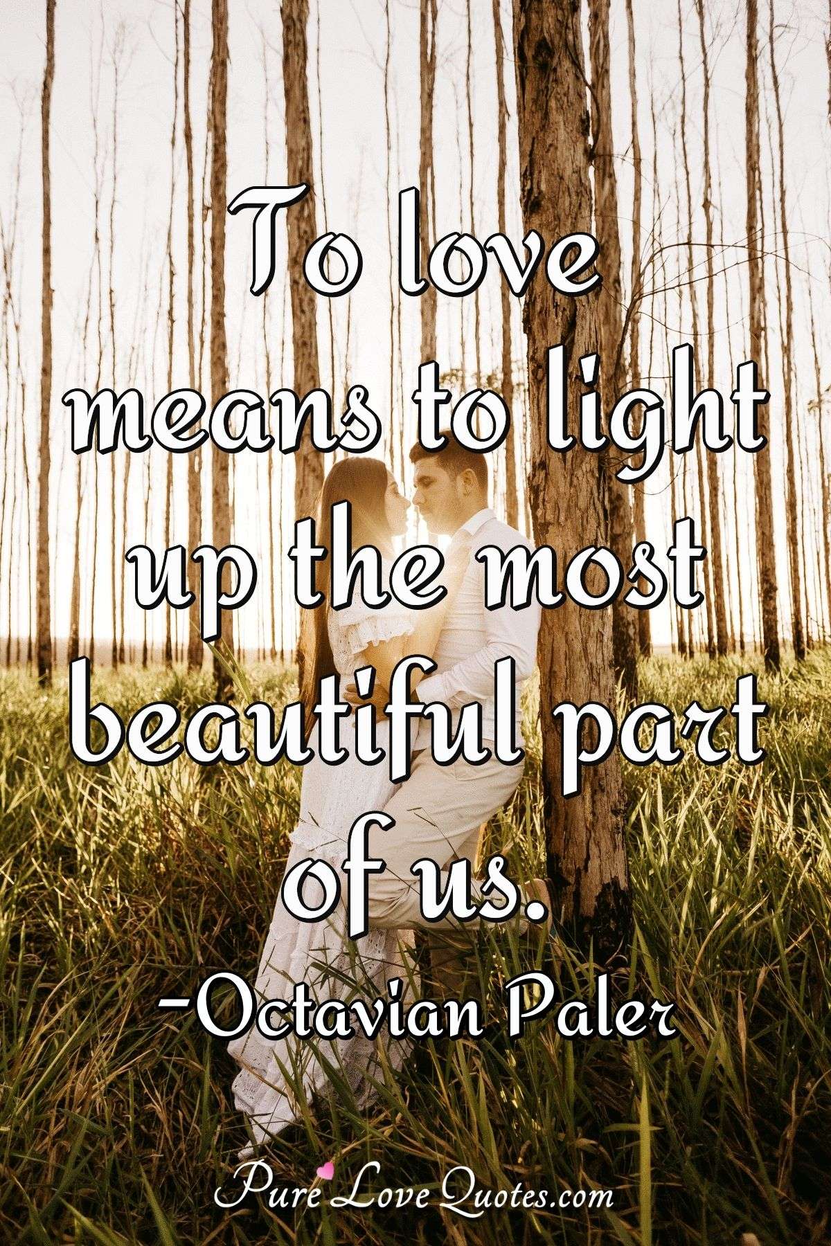 To love means to light up the most beautiful part of us. - Octavian Paler