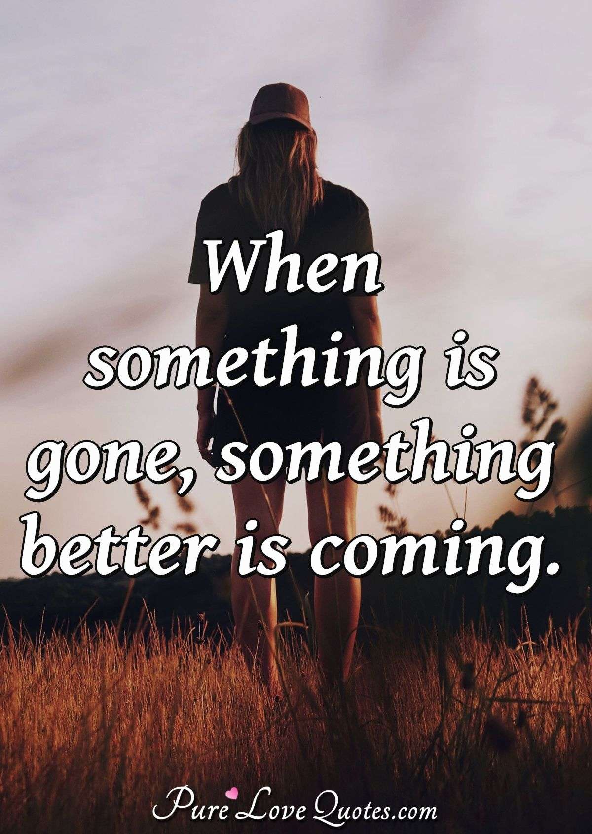 When something is gone, something better is coming. - Anonymous