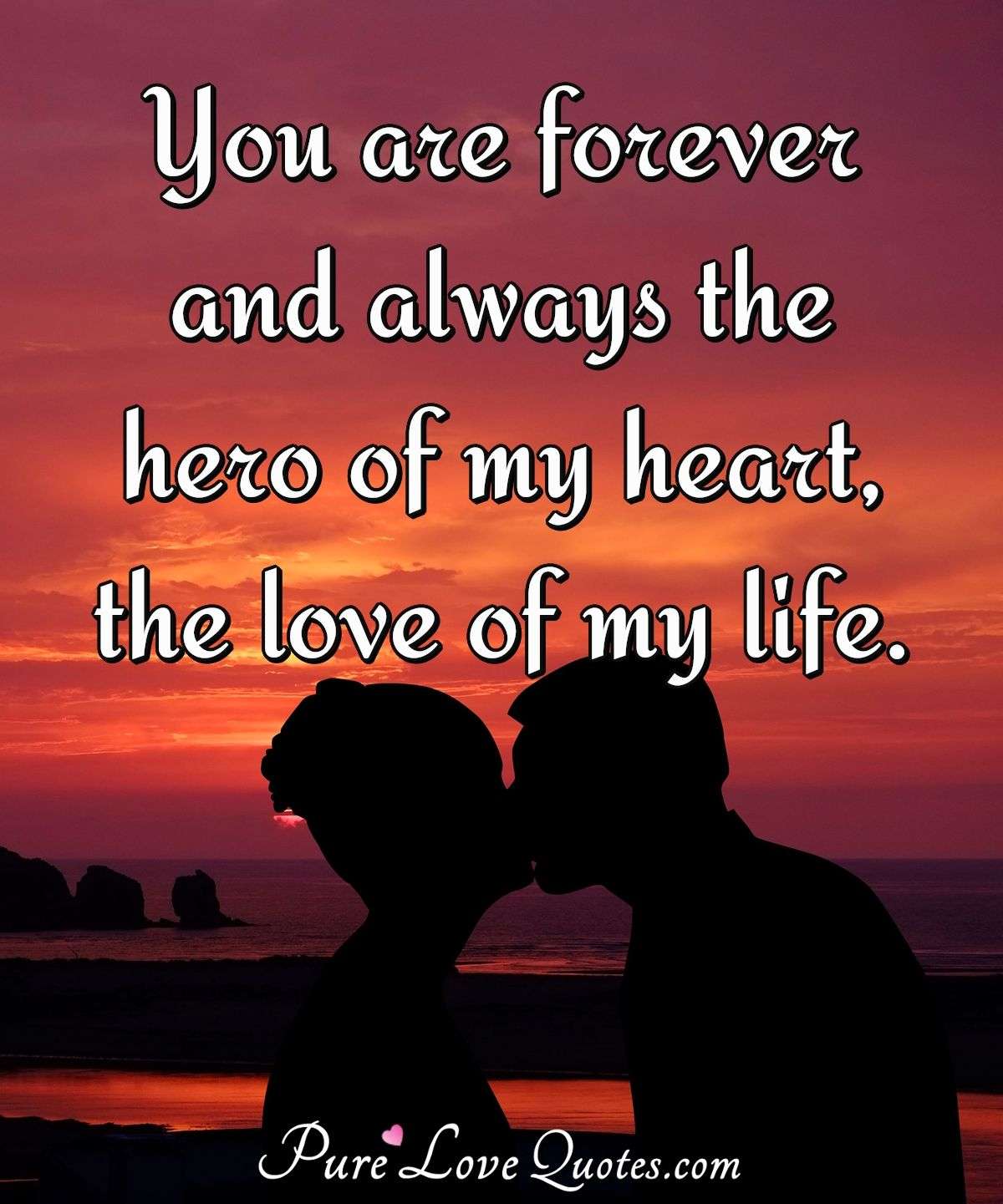 You are forever and always the hero of my heart, the love of my life ...