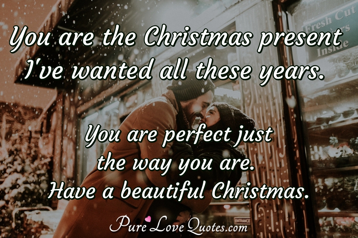 You are the Christmas present I've wanted all these years. You are perfect just the way you are. Have a beautiful Christmas. - Anonymous