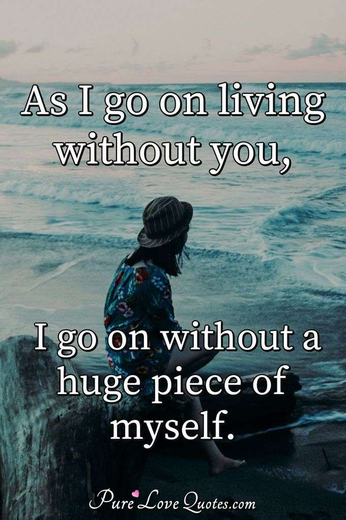 As I go on living without you, I go on without a huge piece of myself. - Anonymous