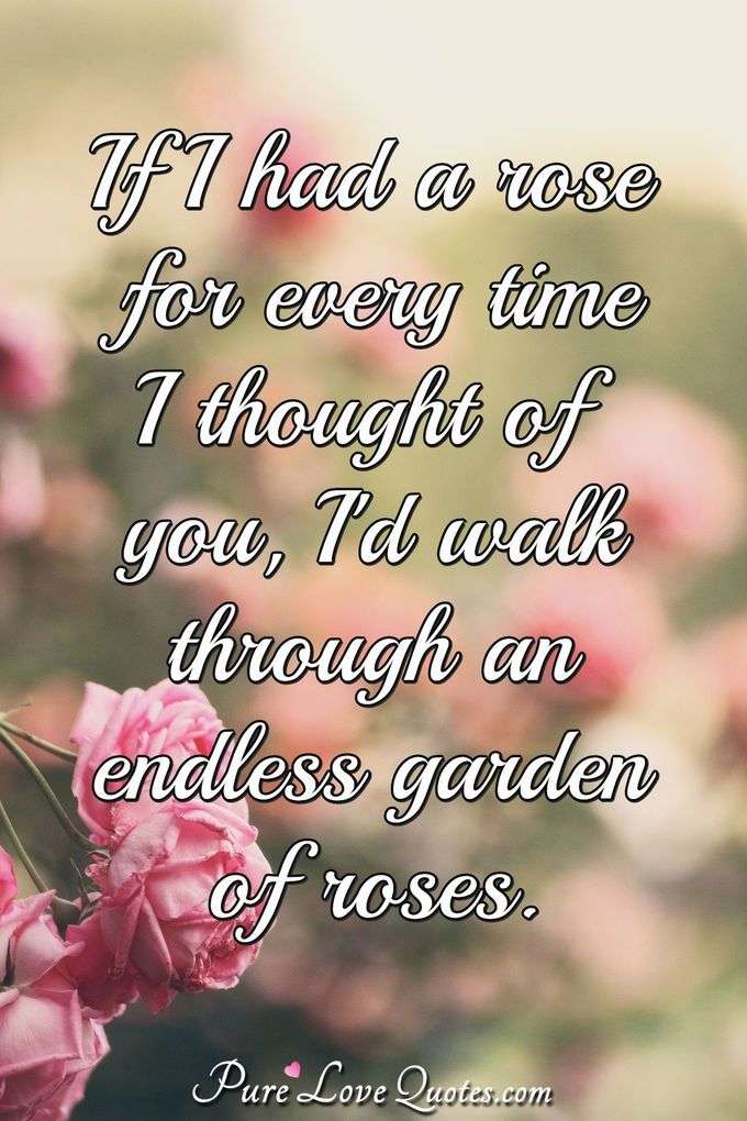 If I had a rose for every time I thought of you, I'd walk through an endless garden of roses. - Anonymous