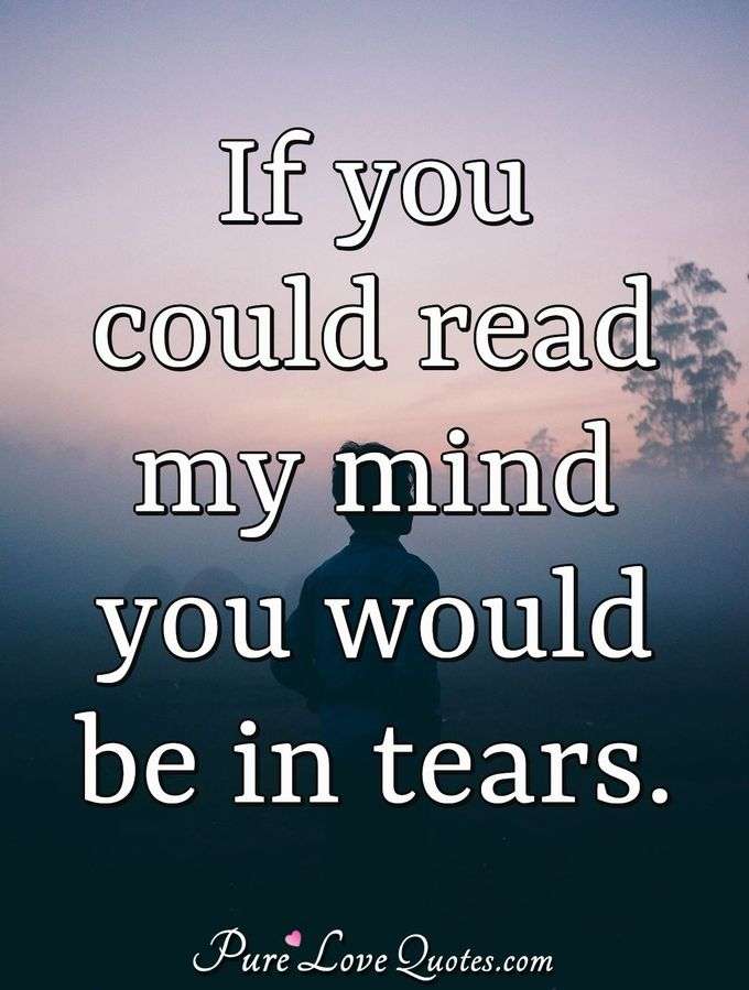 If you could read my mind you would be in tears. - Anonymous