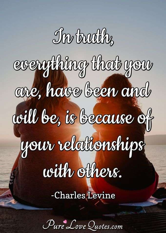 In truth, everything that you are, have been and will be, is because of your relationships with others. - Charles Levine