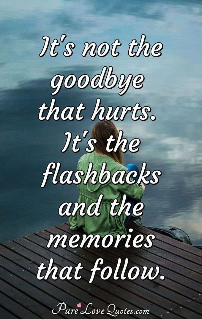 It's not the goodbye that hurts. It's the flashbacks and the memories that follow. - Anonymous