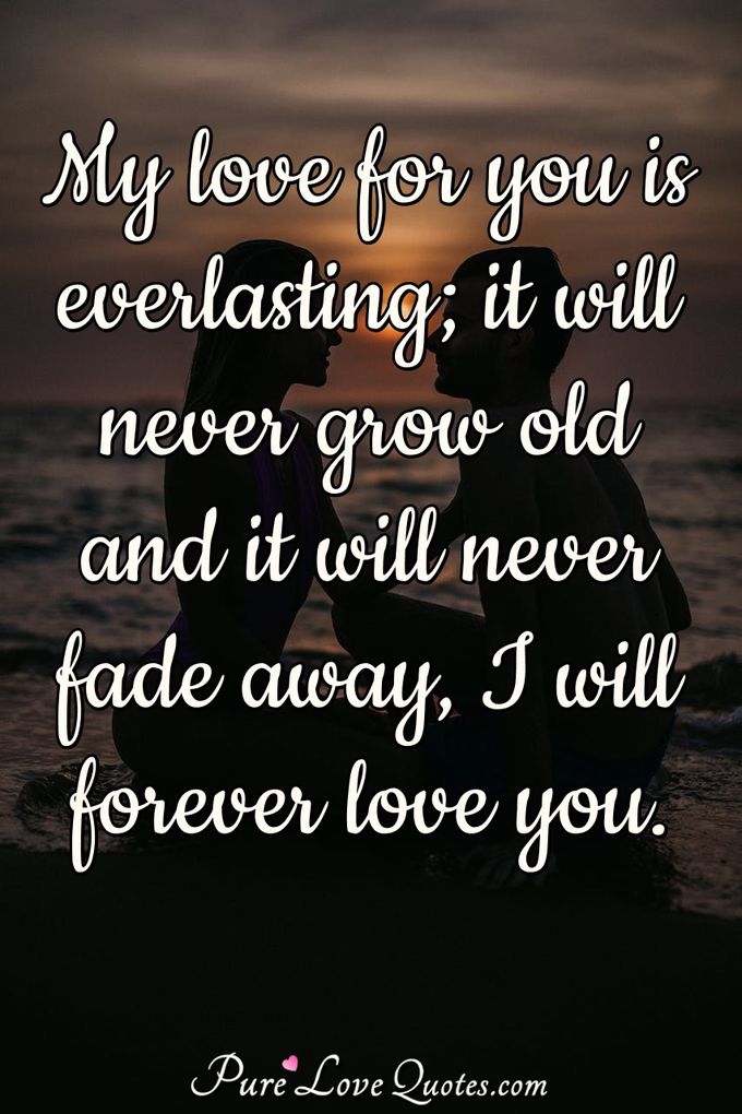 My love for you is everlasting; it will never grow old and it will never fade away, I will forever love you. - Anonymous