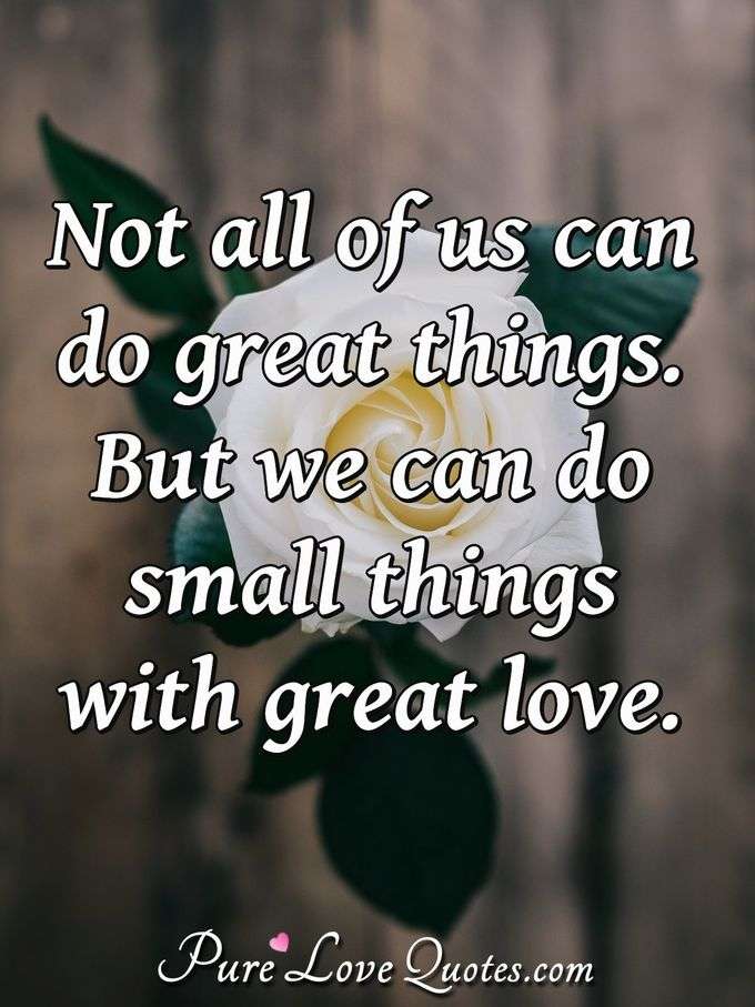 Not all of us can do great things. But we can do small things with great love. - Mother Teresa