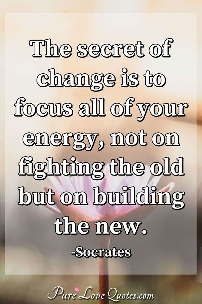 The secret of change is to focus all of your energy, not on fighting the old but on building the new. - Socrates