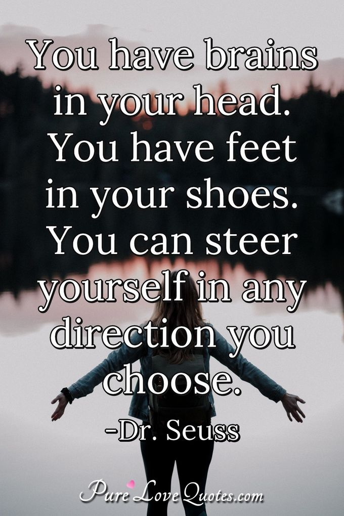 You have brains in your head. You have feet in your shoes. You can steer yourself in any direction you choose. - Theodore Geisel (Dr. Seuss)