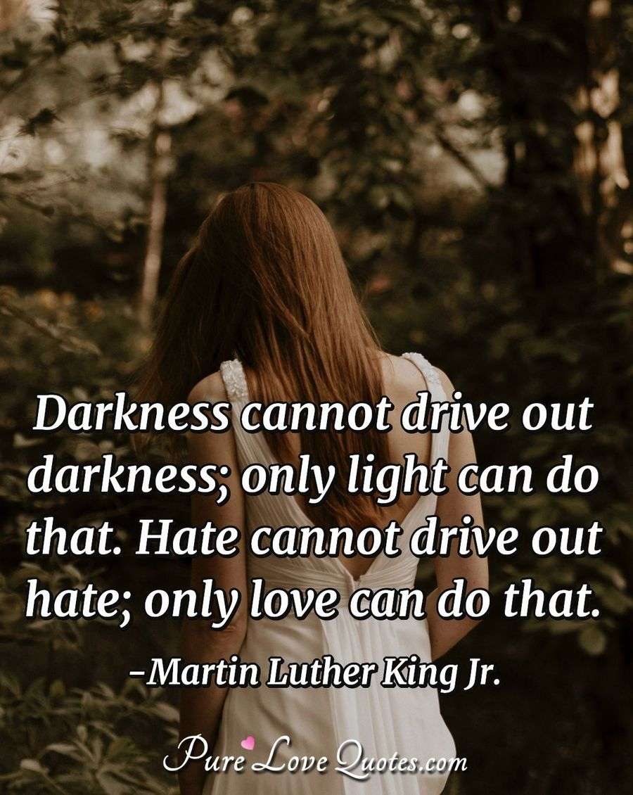 Darkness cannot drive out darkness; only light can do that. Hate cannot drive... PureLoveQuotes
