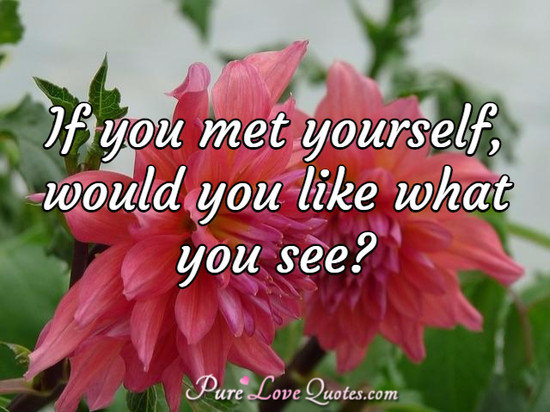 If you met yourself, would you like what you see?