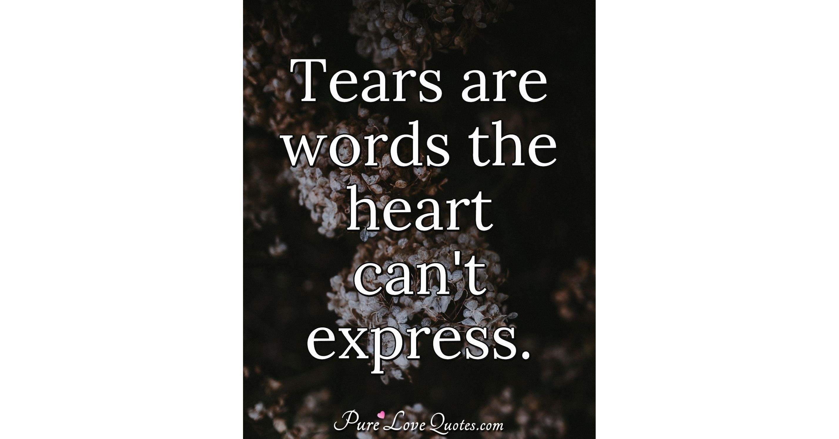 Tears are words the heart can't express. PureLoveQuotes