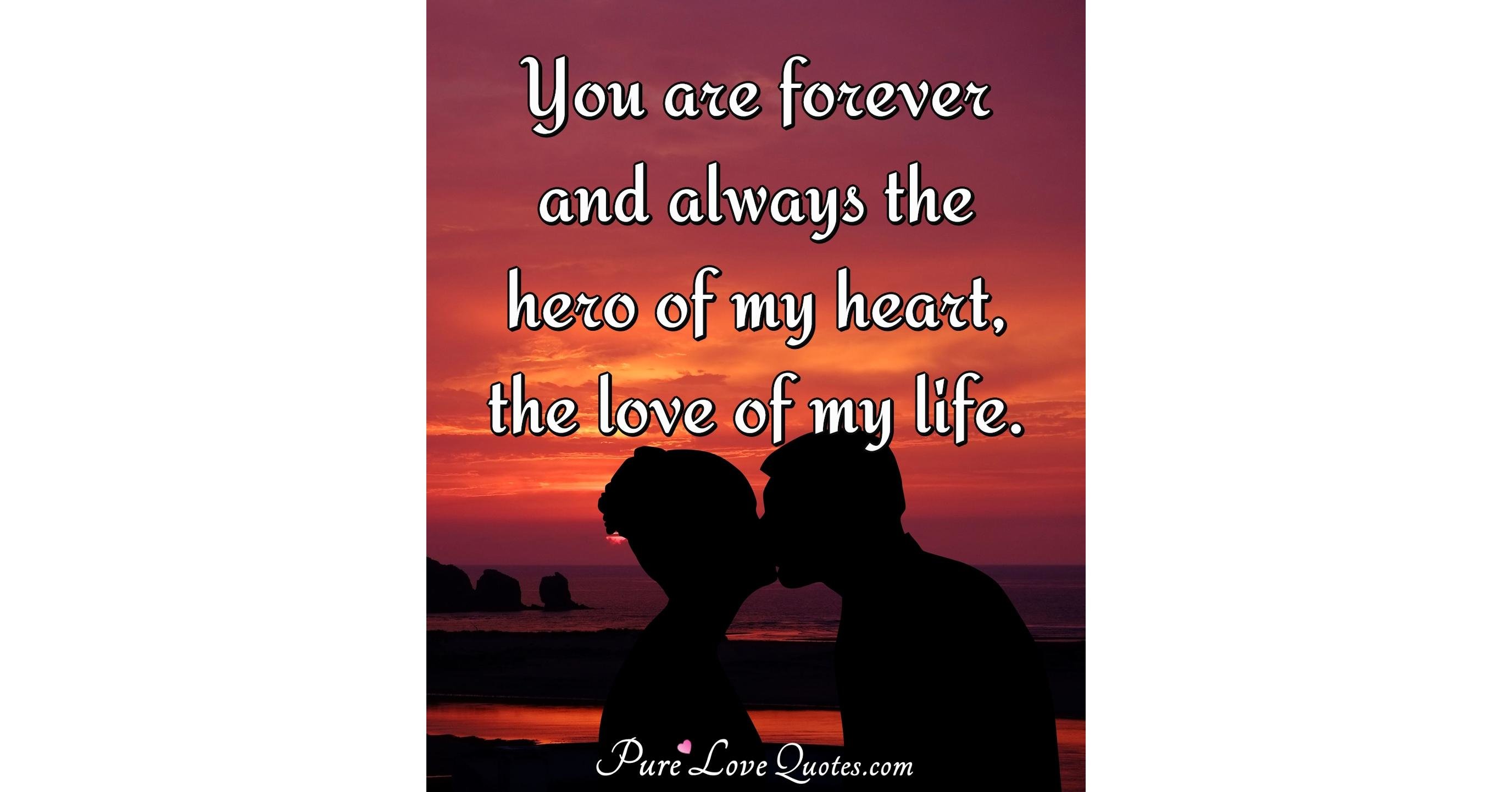 You are forever and always the hero of my heart, the love of my life