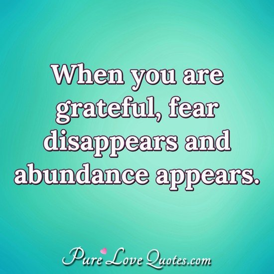 When you are grateful, fear disappears and abundance appears. - Anonymous