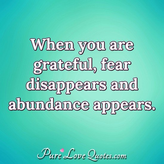 When you are grateful, fear disappears and abundance appears. - Anonymous